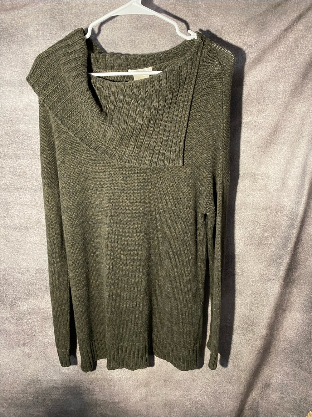 Matty M Olive Ribbed Cowl Neck Sweater